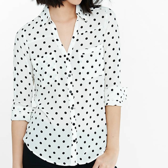 Express Tops - Express Slim Fit Portofino Button Down Blouse